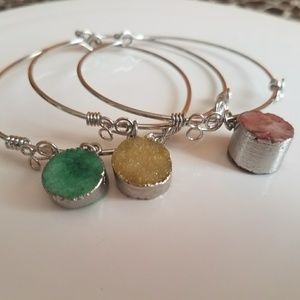 SOLD:   Bracelets Trio with cut rock minerals